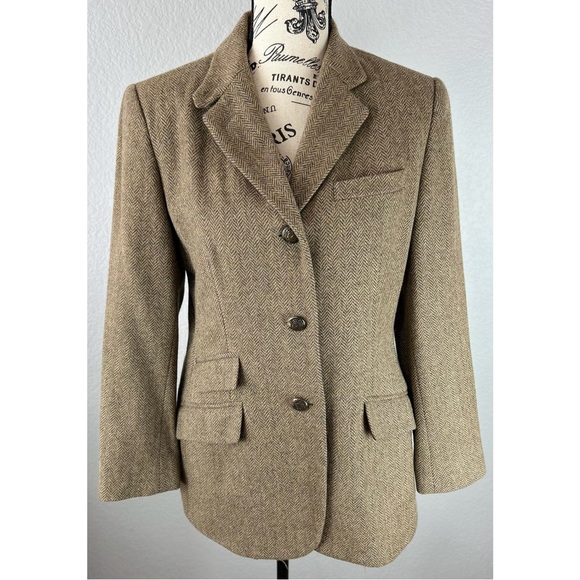 Ralph Lauren Wool Herringbone Equestrian Tailored Norfolk Jacket, size 12P RARE - Picture 5 of 12